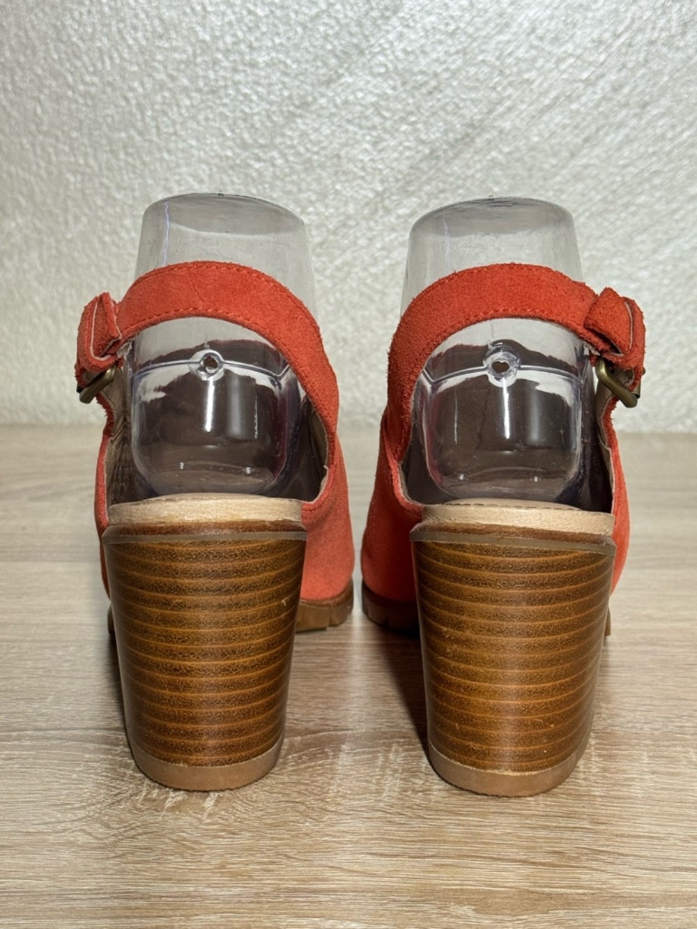 Sorel Nadia Size 7.5 Orange Suede Slingback Block Heel Chunky Sandals - Picture 4 of 12
